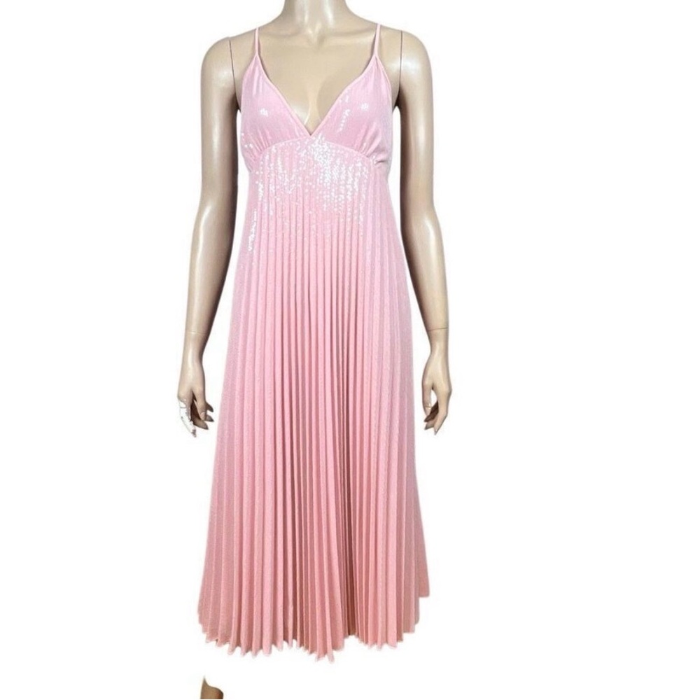 Zara pink sequin pleated dress